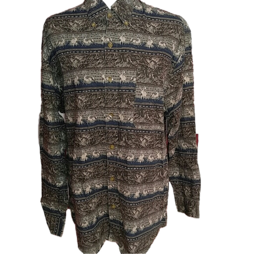 Field & Stream Buck Deer Button Shirt M